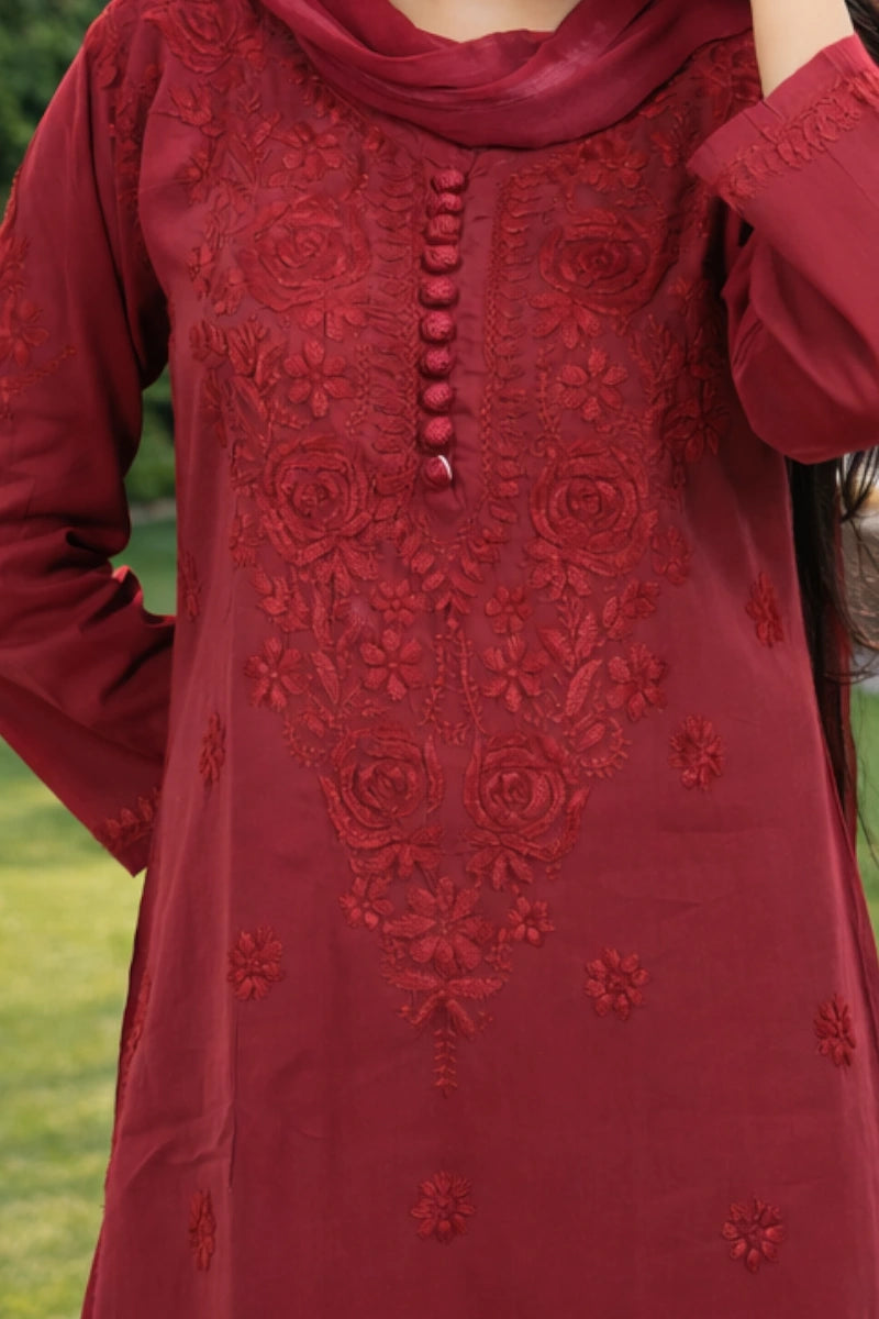 Soft malmal fabric kurti pant dupatta set for women