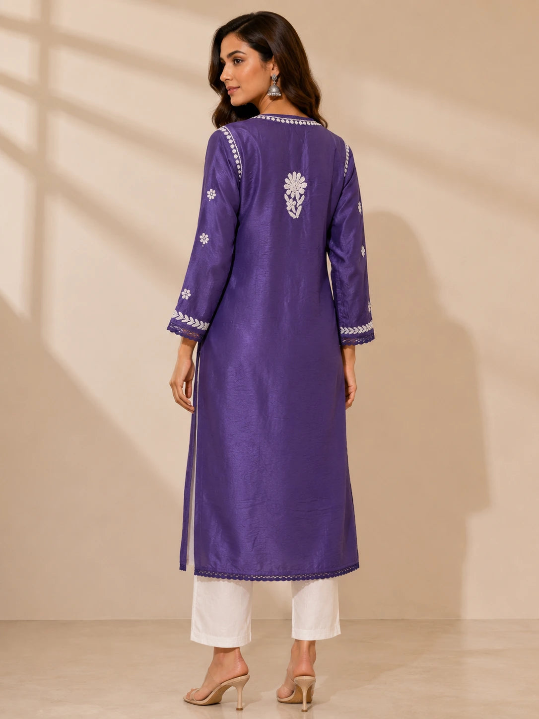 Stylish Purple Chanderi Ethnic Wear for Women