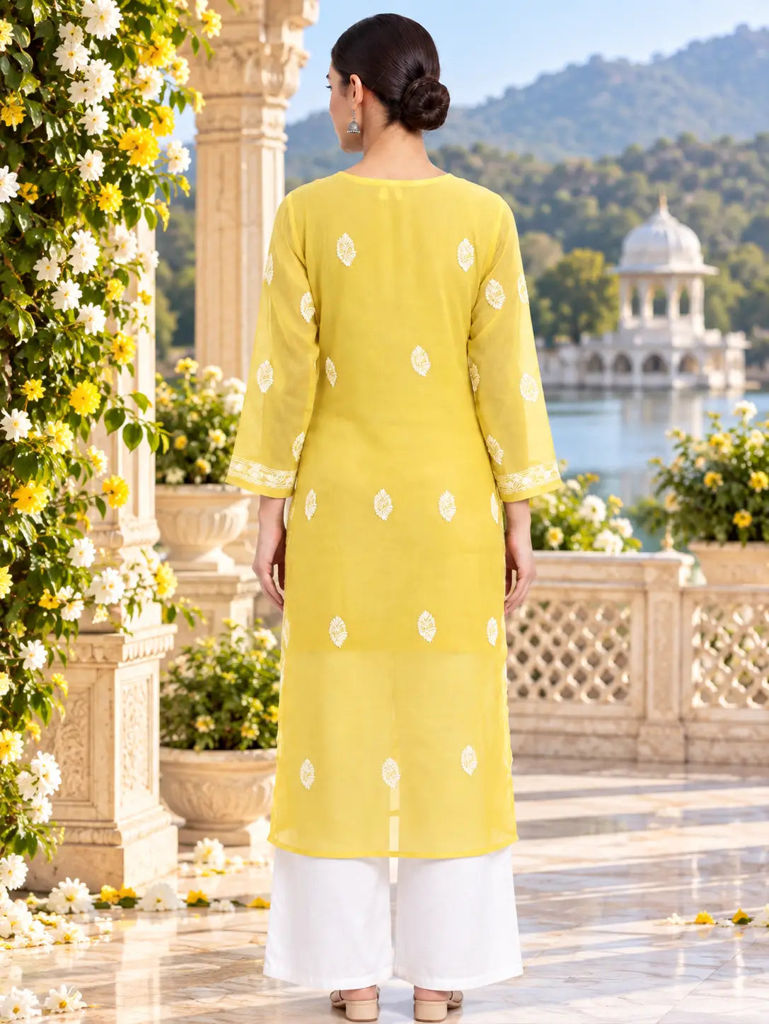 Chiffon Full Jaal Work Embroidered Kurti
