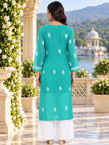 Chiffon Full Jaal Work Embroidered Kurti
