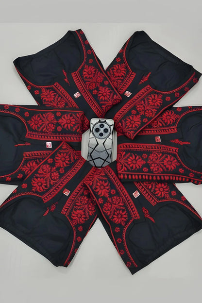 Black Soft Cotton Chikankari Palazzo Set – Red Ghaas Patti Work