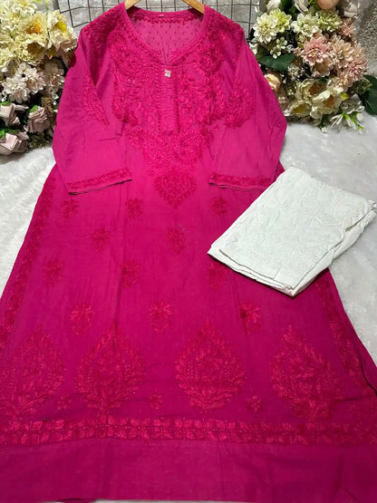 Timeless Charm – Dobby Cotton Chikankari Kurti in Vibrant Shades