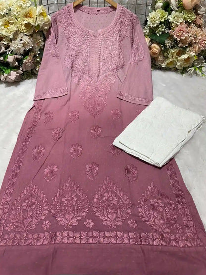 Timeless Charm – Dobby Cotton Chikankari Kurti in Vibrant Shades