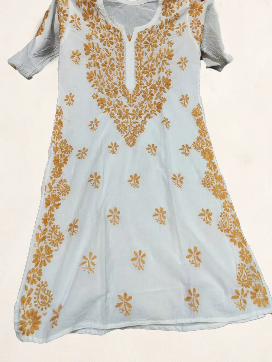 Dniza Sun flowers chikanakri long kurti