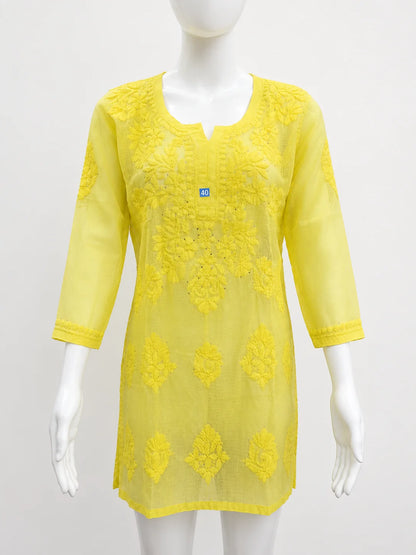 Women's Embroidered Cotton Kurti with Mukesh Detailing
