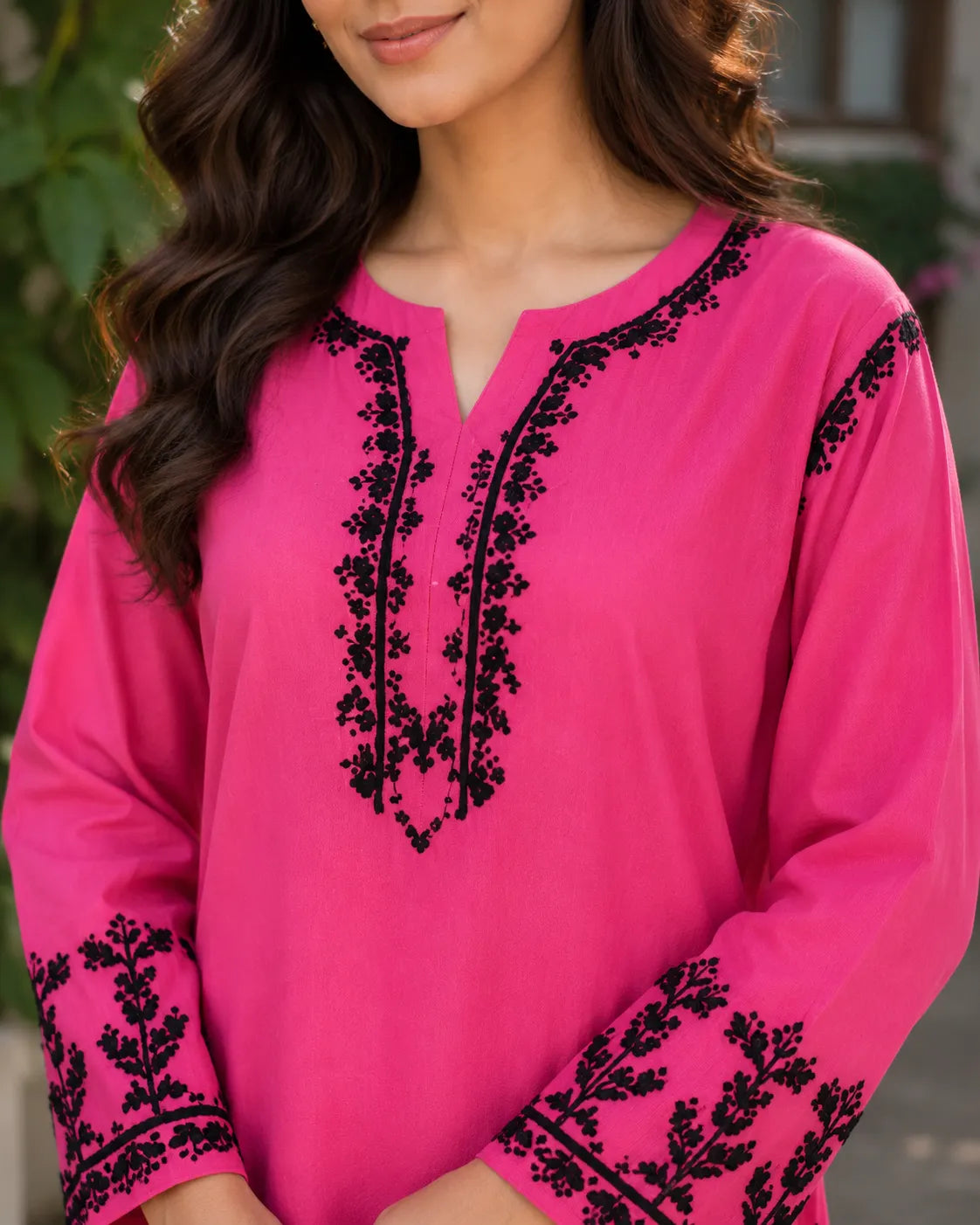 Women's Hot Pink Soft Rayon Straight Kurta Palazzo Set for Office and Festive Wear