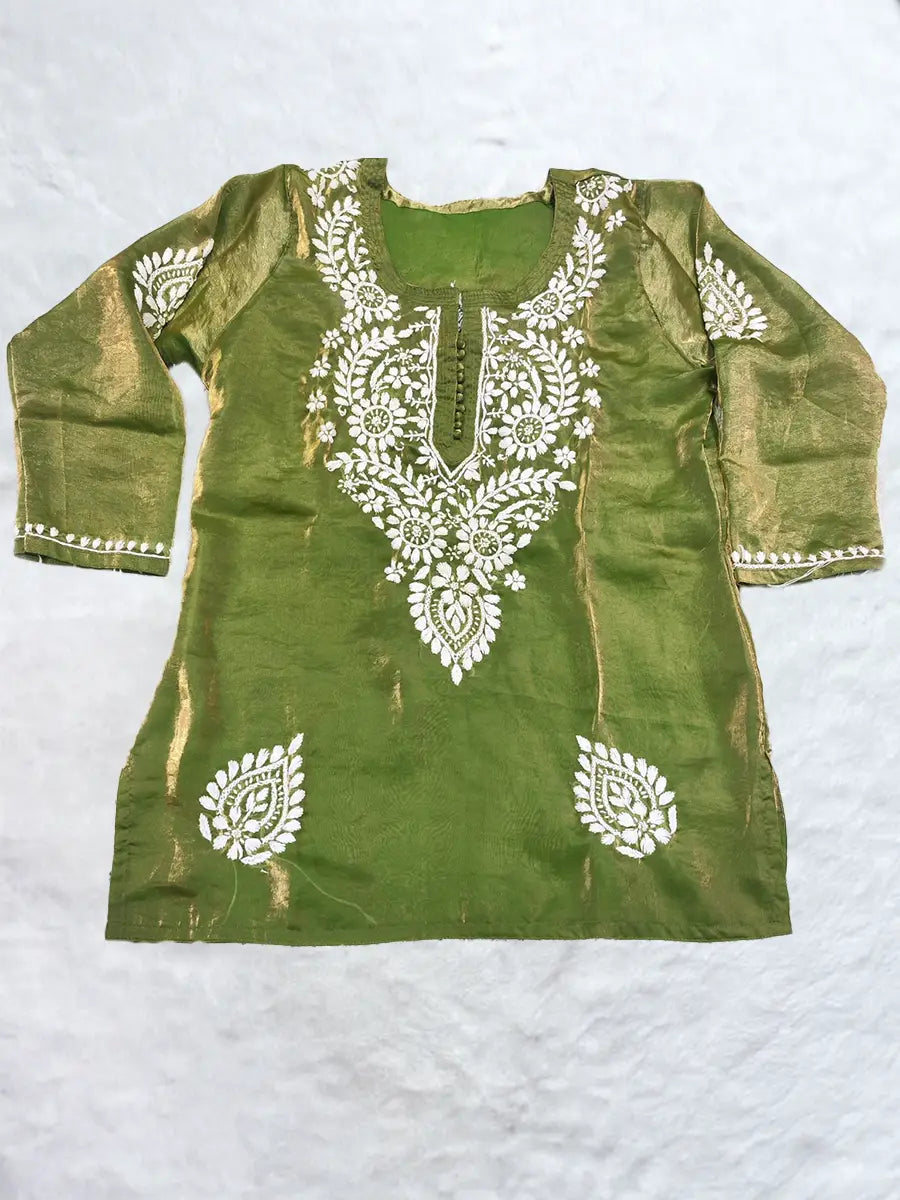 Lucknowi Heritage Hand-Embroidered Short Kurti