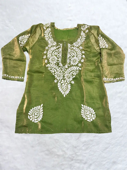Lucknowi Heritage Hand-Embroidered Short Kurti