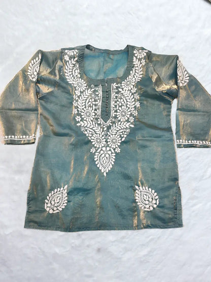 Lucknowi Heritage Hand-Embroidered Short Kurti