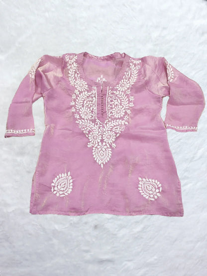 Lucknowi Heritage Hand-Embroidered Short Kurti