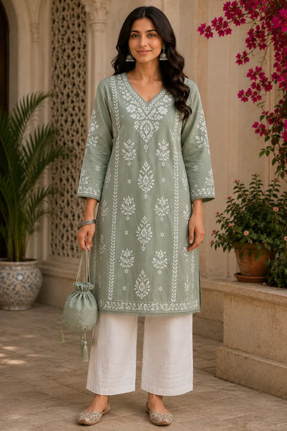 Premium Lavanya Embroidered Soft Chanderi Kurti