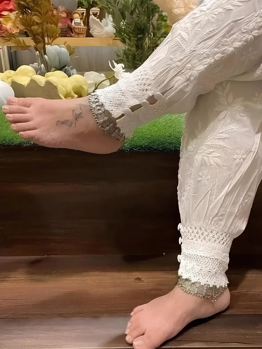 Desert Breeze – Cotton Afghani Pant for Effortless Everyday Comfort - Dniza Chikankari