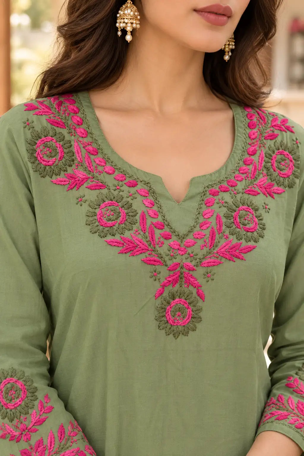 Chikankari Embroidered Rayon Kurta Pant Set