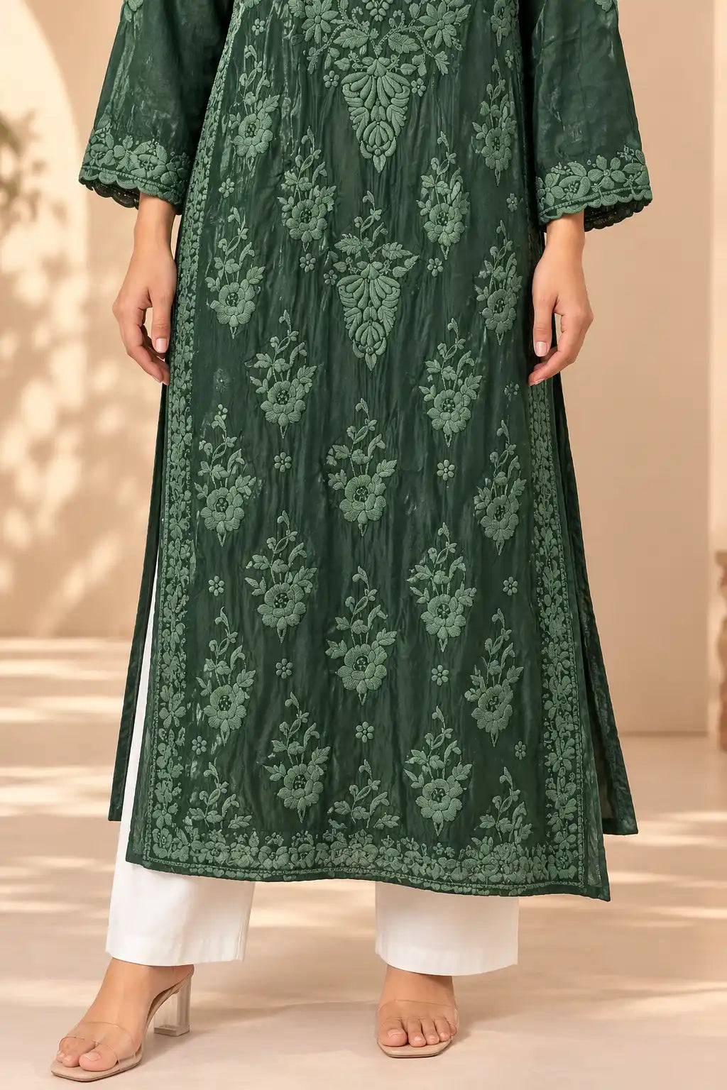 Handcrafted Modal Chikankari Embroidered Kurti for Women