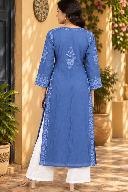 Handcrafted Modal Chikankari Embroidered Kurti for Women
