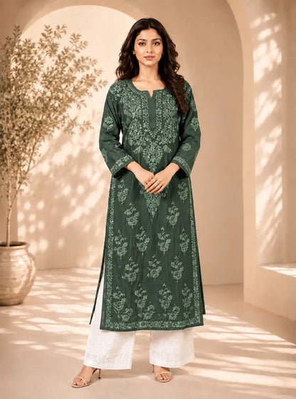 Handcrafted Modal Chikankari Embroidered Kurti for Women