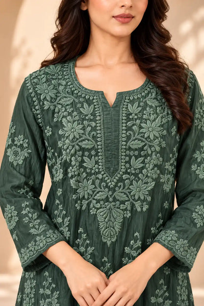 Handcrafted Modal Chikankari Embroidered Kurti for Women