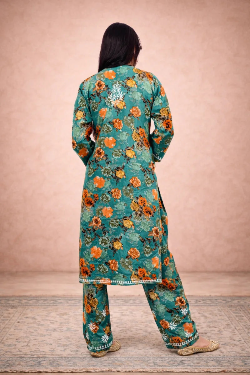 green floral chiikankari set BF
