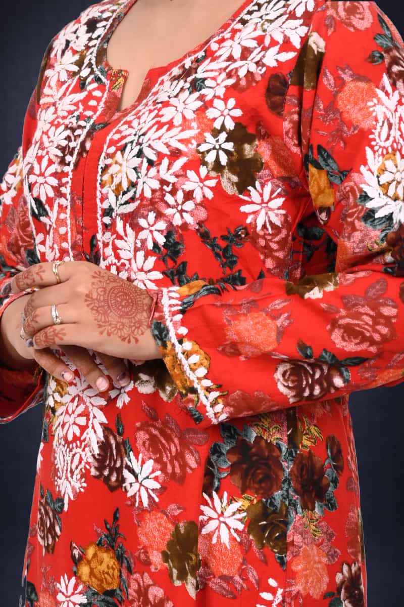 Women printed chikankari kurta set with plazo 