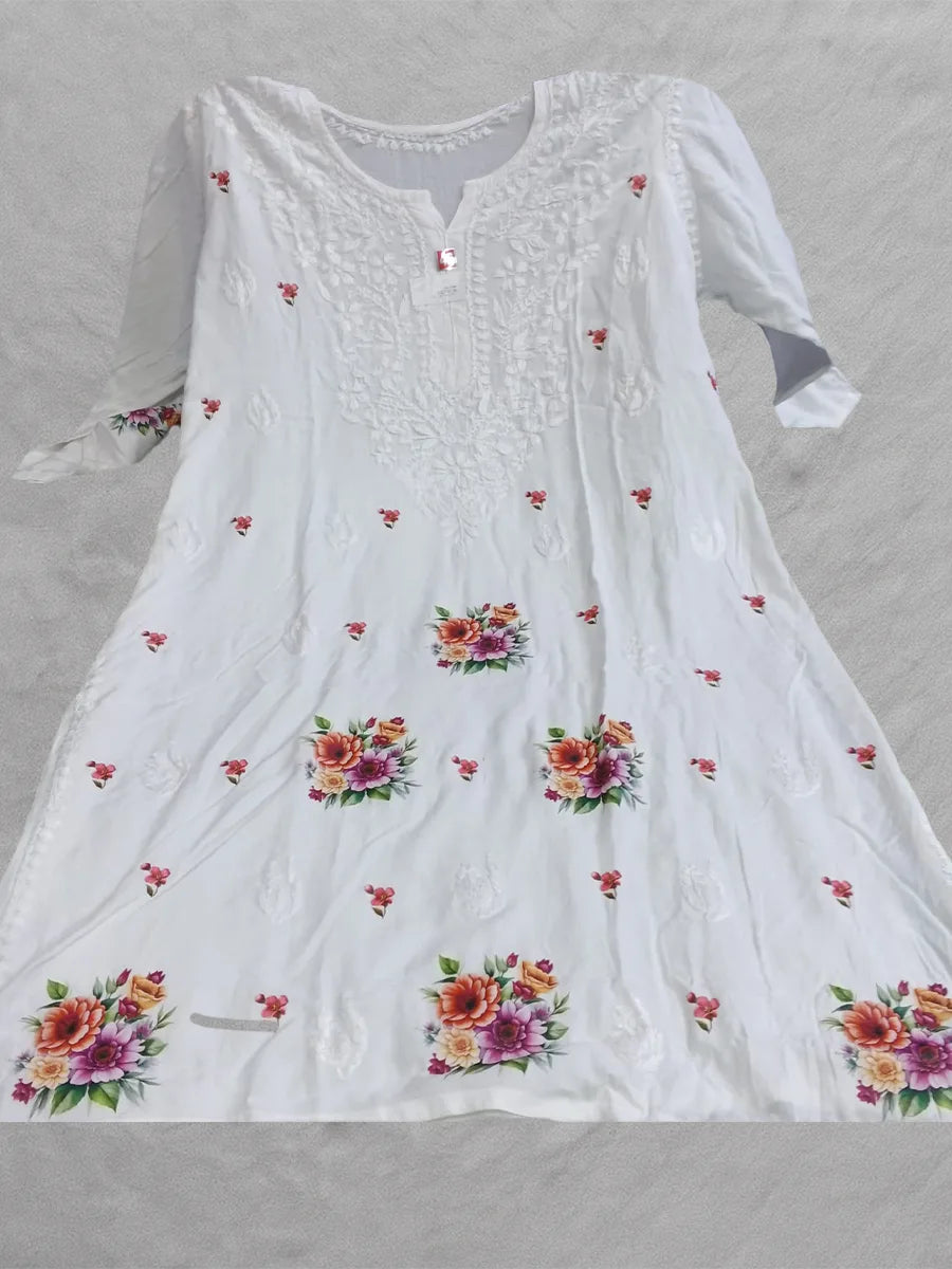 Elegant Reyon Plazo Set with Front Floral Bouquet