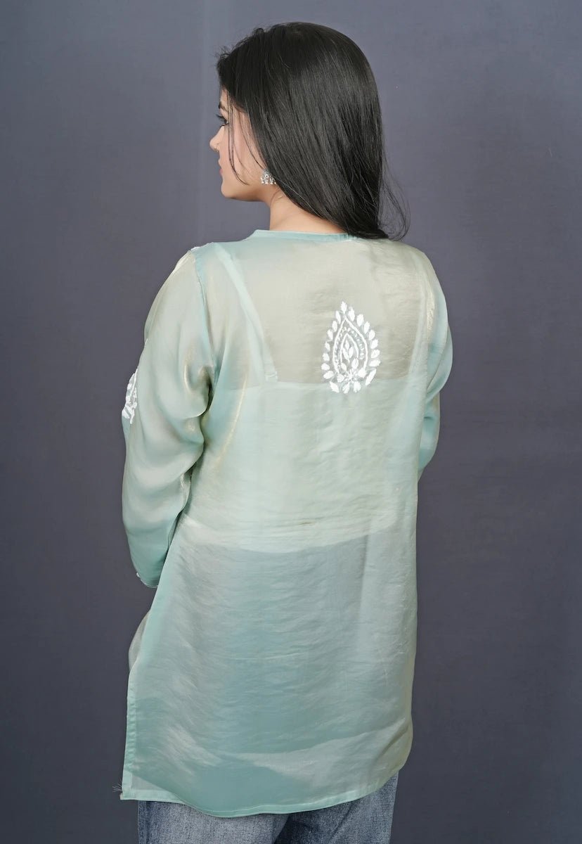 Lucknowi Heritage Hand - Embroidered Short Kurti - Dniza Chikankari