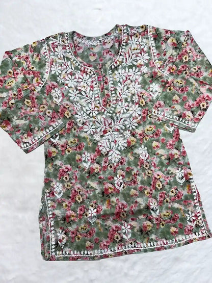Malmal Cotton Short Kurti – Lightweight & Breezy - Dniza Chikankari