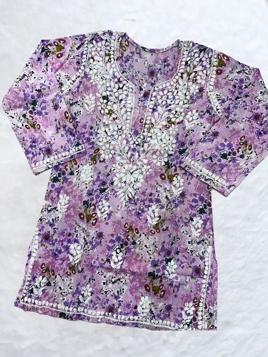 Malmal Cotton Short Kurti – Lightweight & Breezy - Dniza Chikankari