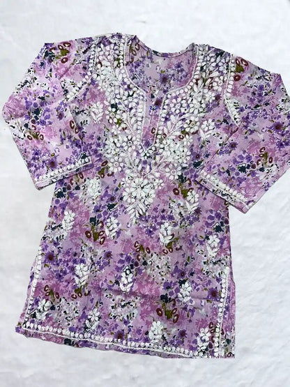 Malmal Cotton Short Kurti – Lightweight & Breezy - Dniza Chikankari