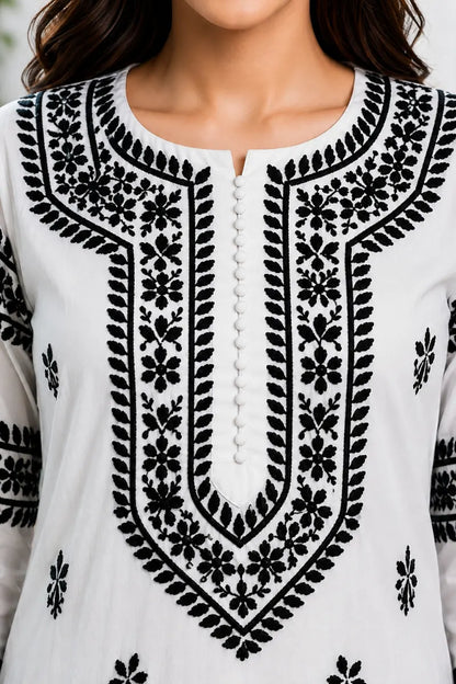 Dniza Signature Black & White Modal Chikankari Kurti