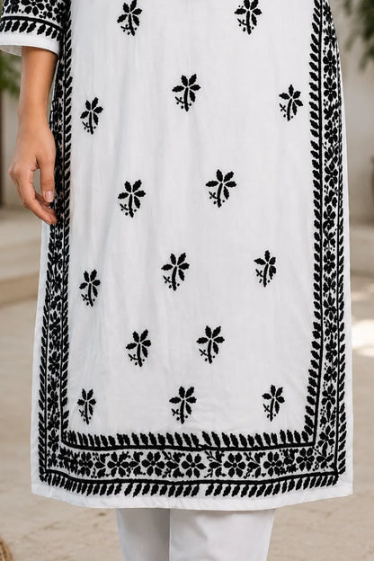 Dniza Signature Black & White Modal Chikankari Kurti