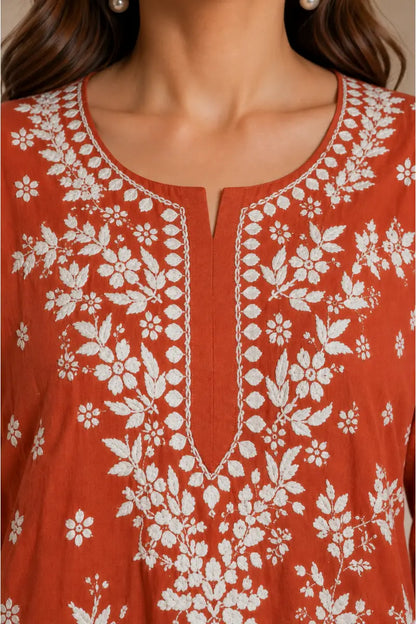 Dniza Rayon Dhoti Set with White Embroidered Kurti