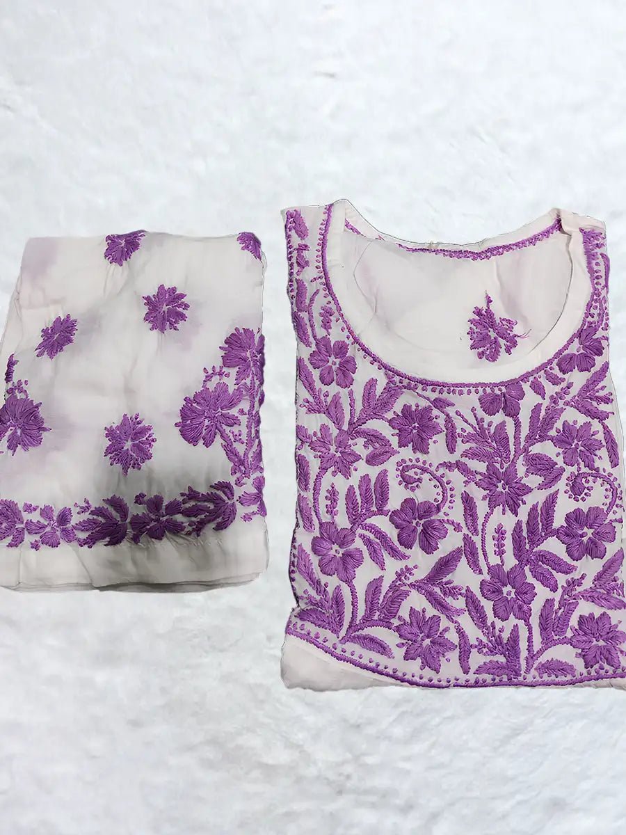 Rani Radiance – Hot Pink Embroidered Rayon Co - ord Set - Dniza Chikankari