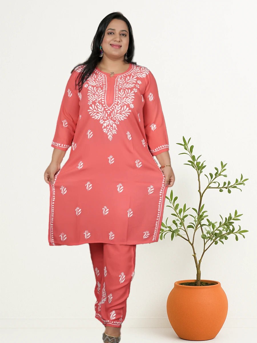 Viscose Rayon Kurta Palazzo Set - Dniza Chikankari