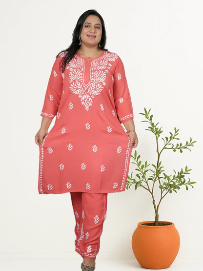 Viscose Rayon Kurta Palazzo Set - Dniza Chikankari